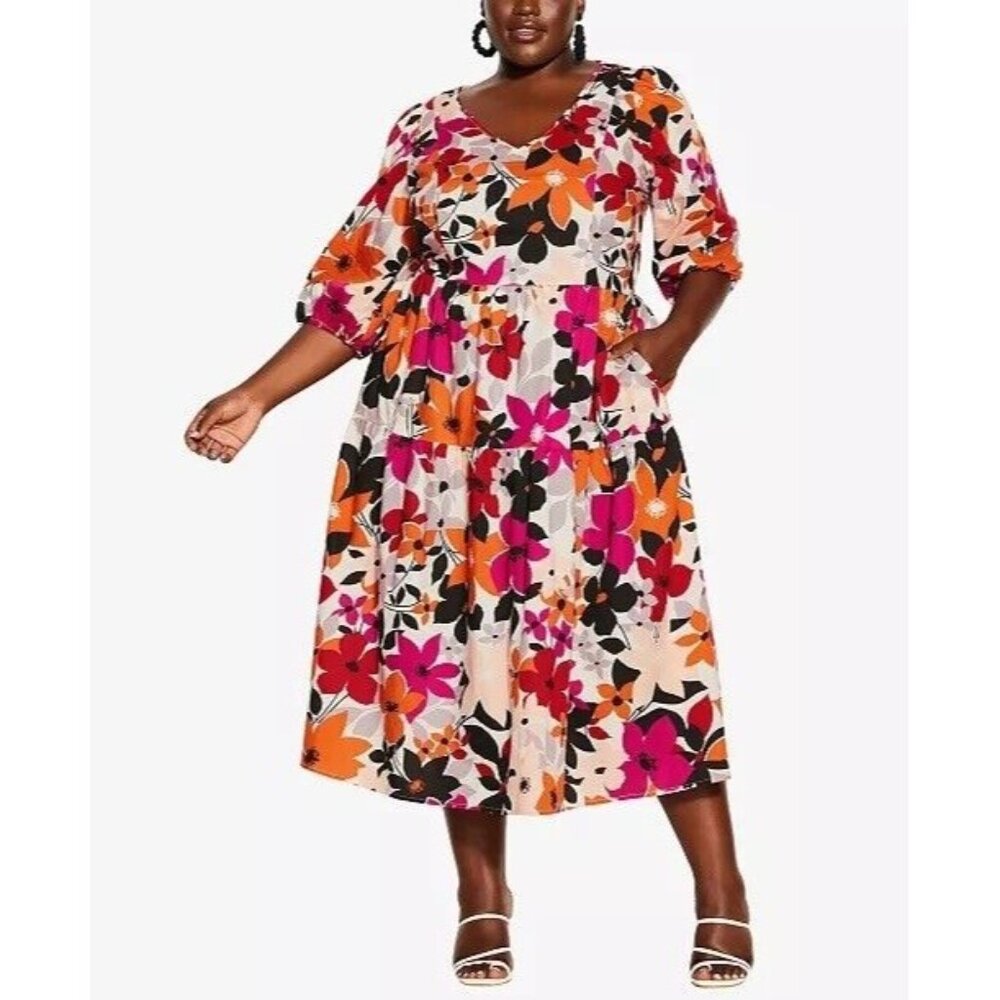 City Chic Trendy Plus Size‎ Vintage Vibe Midi Dress Size 20